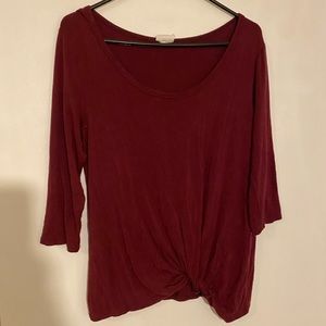 Late august women’s large blouse shirt stretch casual work office burgundy top